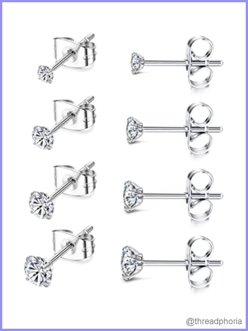 Titanium Stud Earrings Hypoallergenic Implant Grade Cubic Zirconia Ball Dot